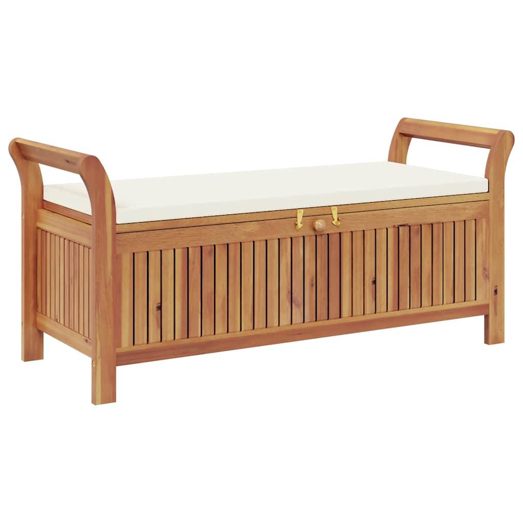 vidaXL Garten-Truhenbank mit Kissen 126 cm Massivholz Akazie