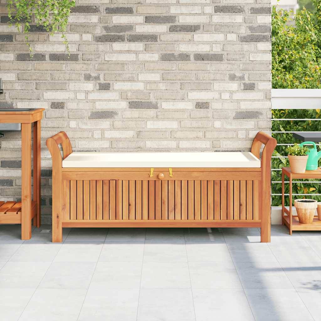 vidaXL Garten-Truhenbank mit Kissen 126 cm Massivholz Akazie