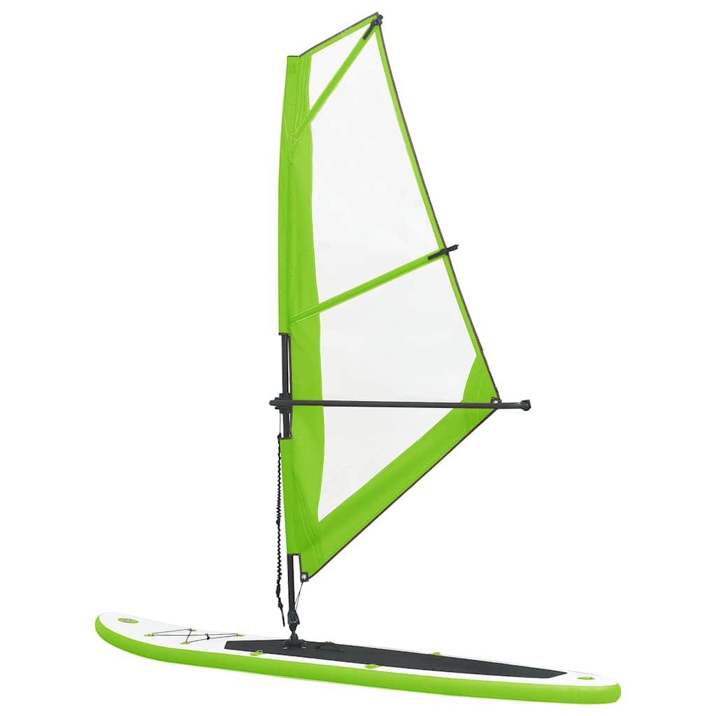 vidaXL Aufblasbares SUP-Board mit Segel Set Grün und Weiß