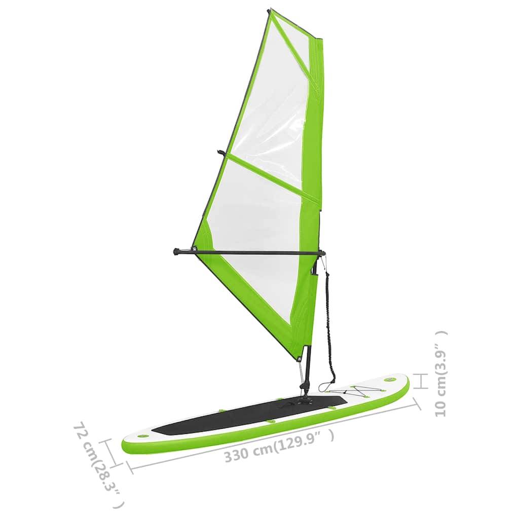 vidaXL Aufblasbares SUP-Board mit Segel Set Grün und Weiß