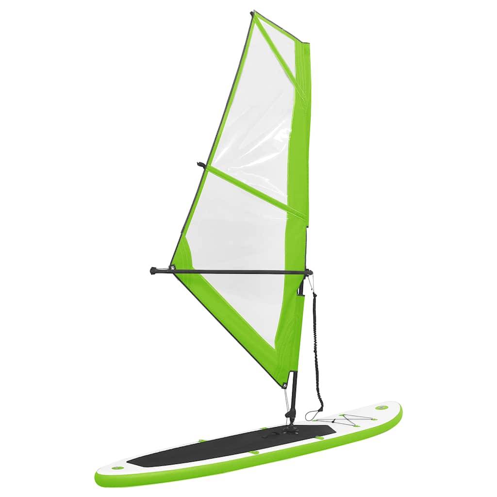 vidaXL Aufblasbares SUP-Board mit Segel Set Grün und Weiß