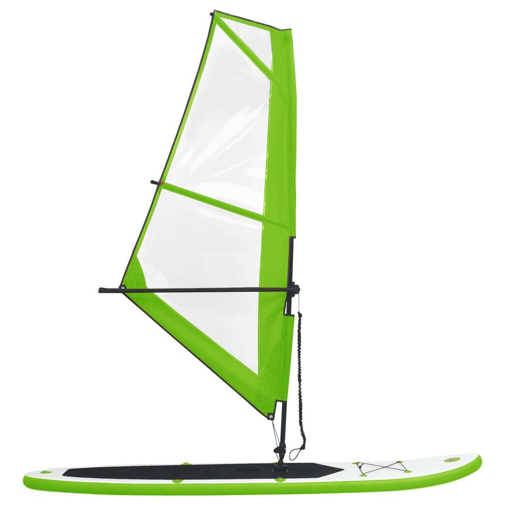 vidaXL Aufblasbares SUP-Board mit Segel Set Grün und Weiß