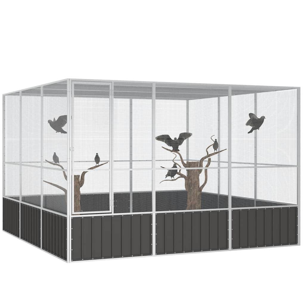 vidaXL Vogelkäfig Anthrazit 302,5x324,5x211,5 cm Verzinkter Stahl