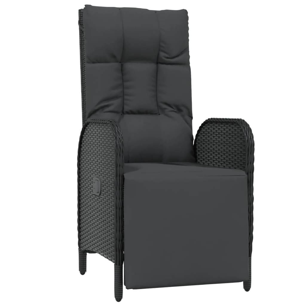vidaXL Garten-Relaxsessel mit Kissen 2 Stk. Poly Rattan Schwarz