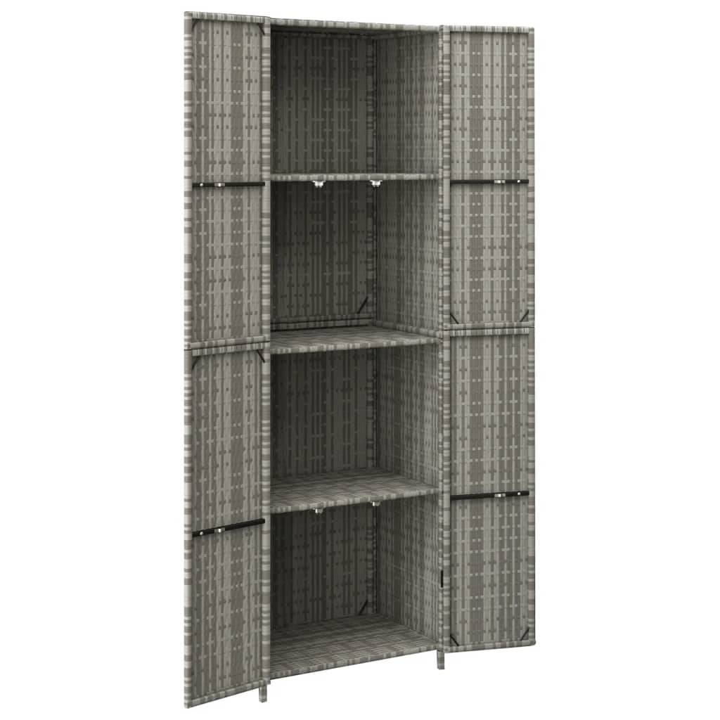 vidaXL Gartenschrank Grau 59x40x180 cm Poly Rattan