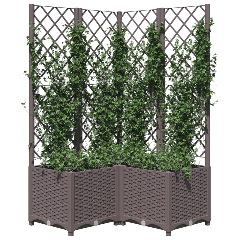 vidaXL Pflanzkübel mit Rankgitter Braun 80x80x136 cm PP