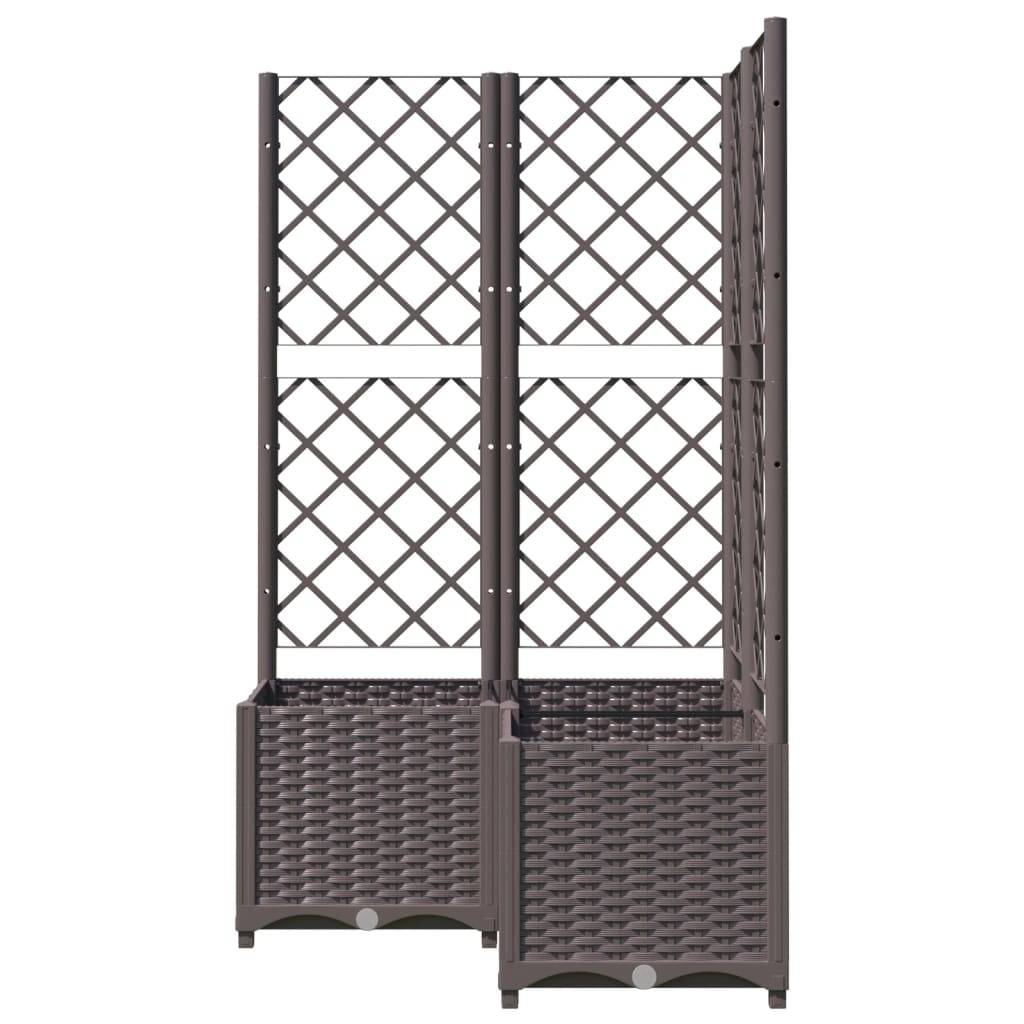 vidaXL Pflanzkübel mit Rankgitter Braun 80x80x136 cm PP
