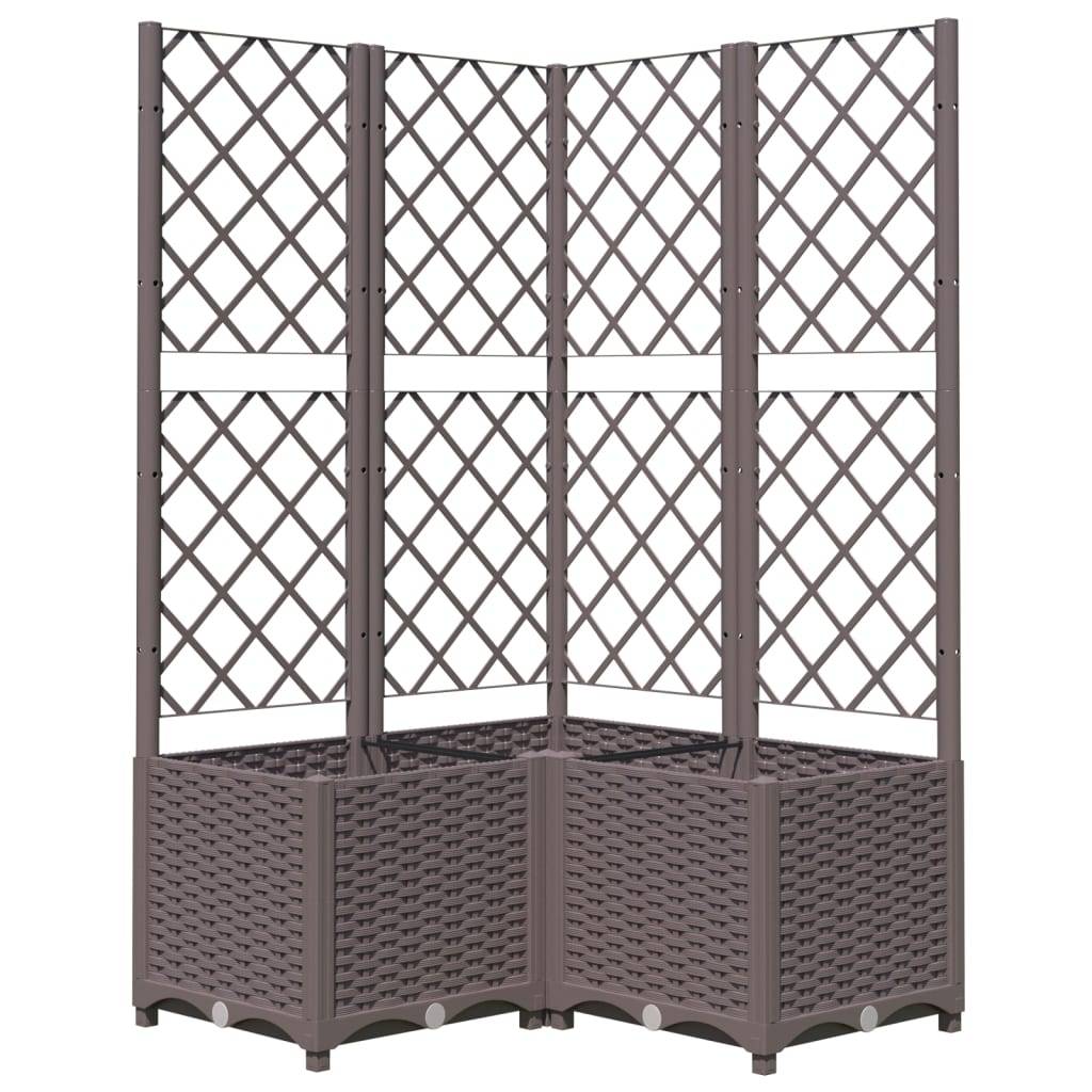 vidaXL Pflanzkübel mit Rankgitter Braun 80x80x136 cm PP