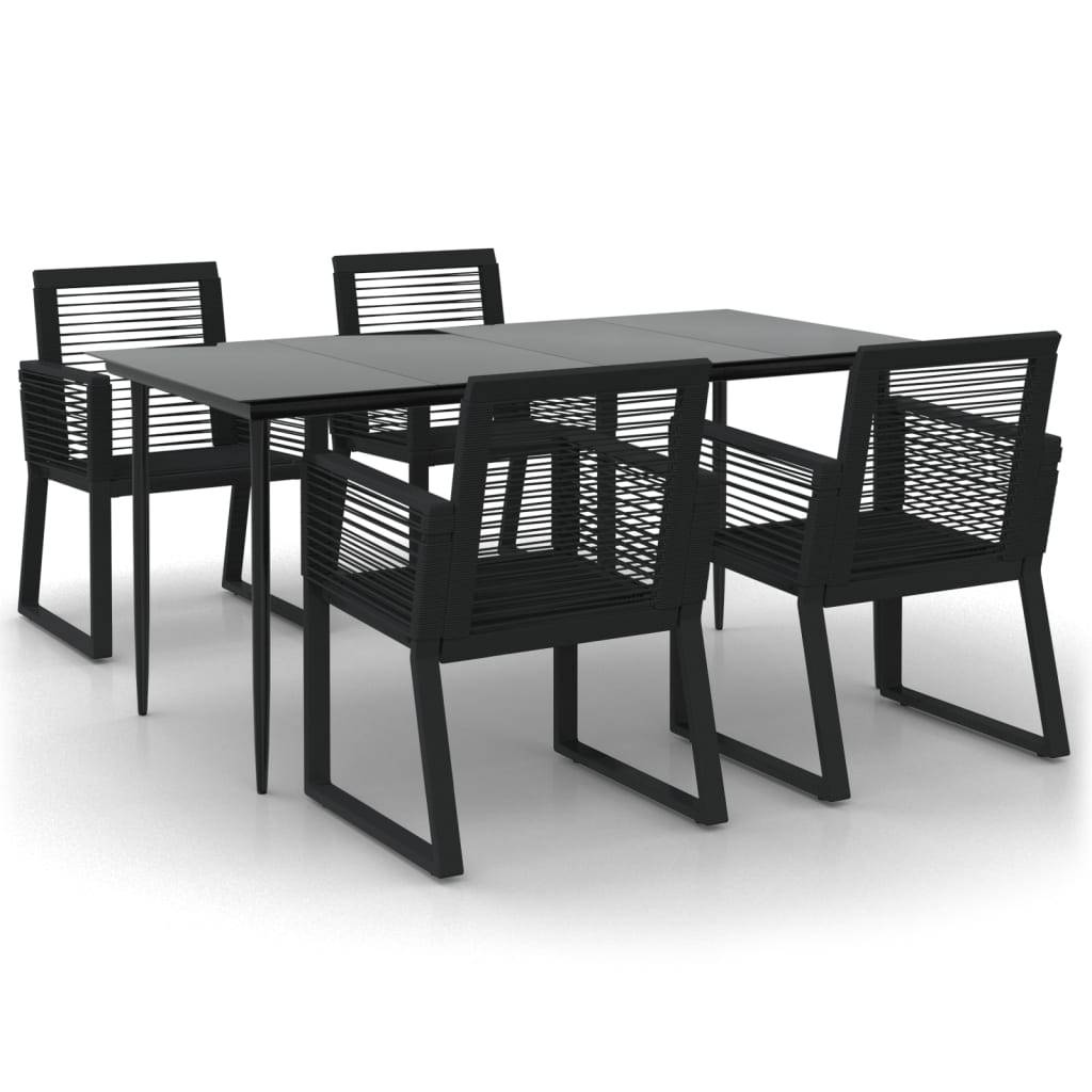 vidaXL 5-tlg. Garten-Essgruppe Schwarz PVC Rattan