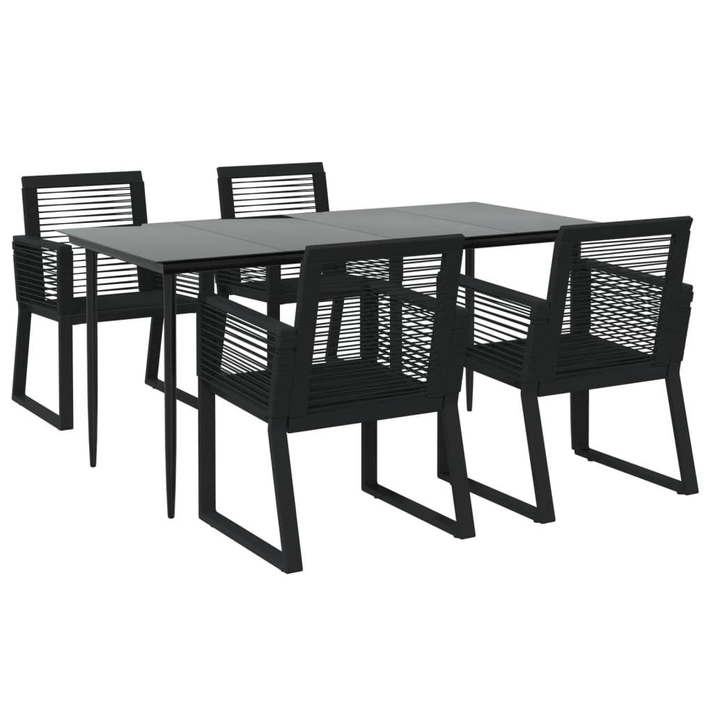 vidaXL 5-tlg. Garten-Essgruppe Schwarz PVC Rattan
