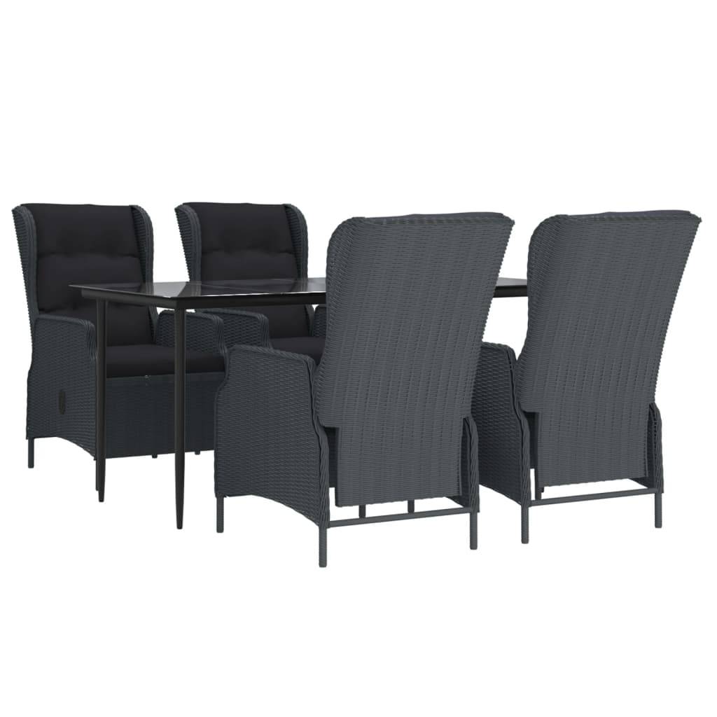 vidaXL 5-tlg. Garten-Essgruppe Dunkelgrau Poly Rattan