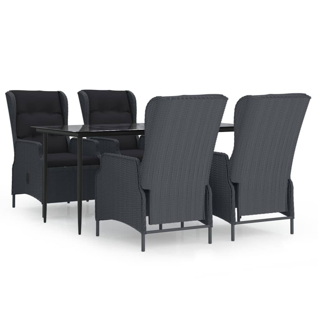 vidaXL 5-tlg. Garten-Essgruppe Dunkelgrau Poly Rattan