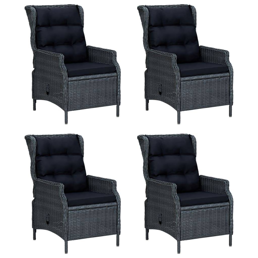 vidaXL 5-tlg. Garten-Essgruppe Dunkelgrau Poly Rattan