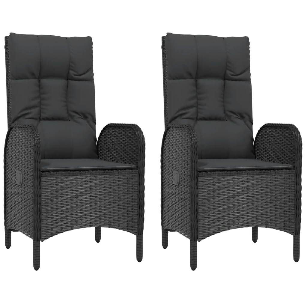 vidaXL Gartenstühle 2 Stk. Poly Rattan Schwarz