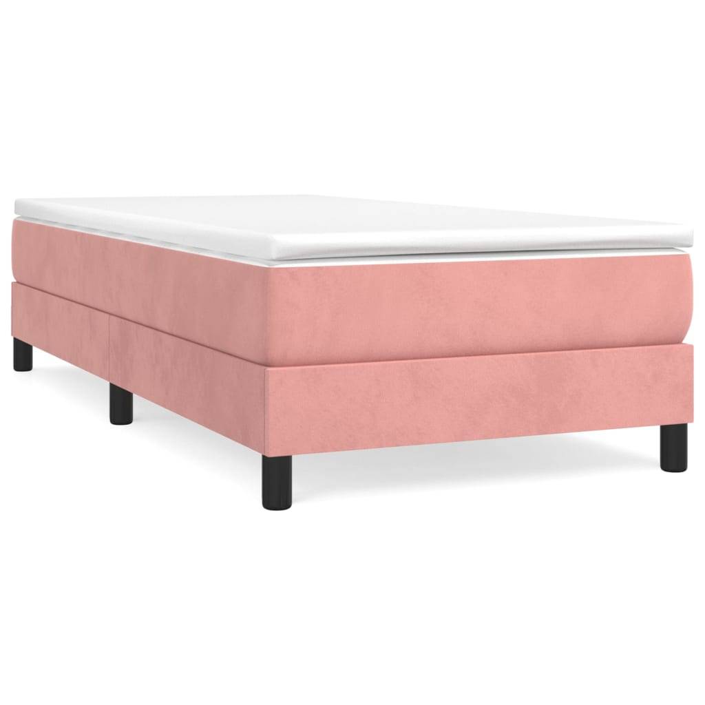 vidaXL Boxspringbett mit Matratze Rosa 90x200 cm Samt