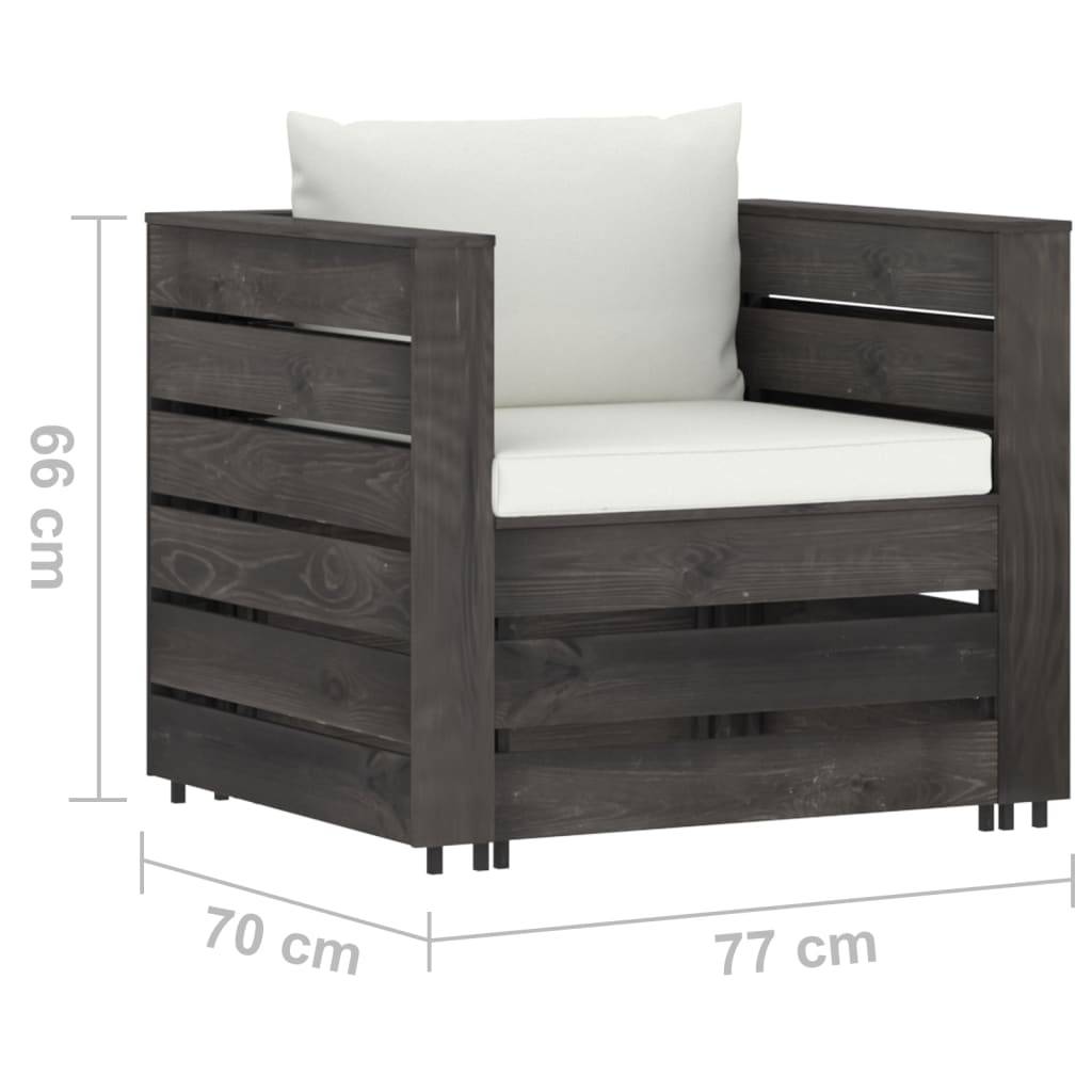 vidaXL 2-tlg. Garten-Lounge-Set mit Kissen Grau Imprägniertes Holz