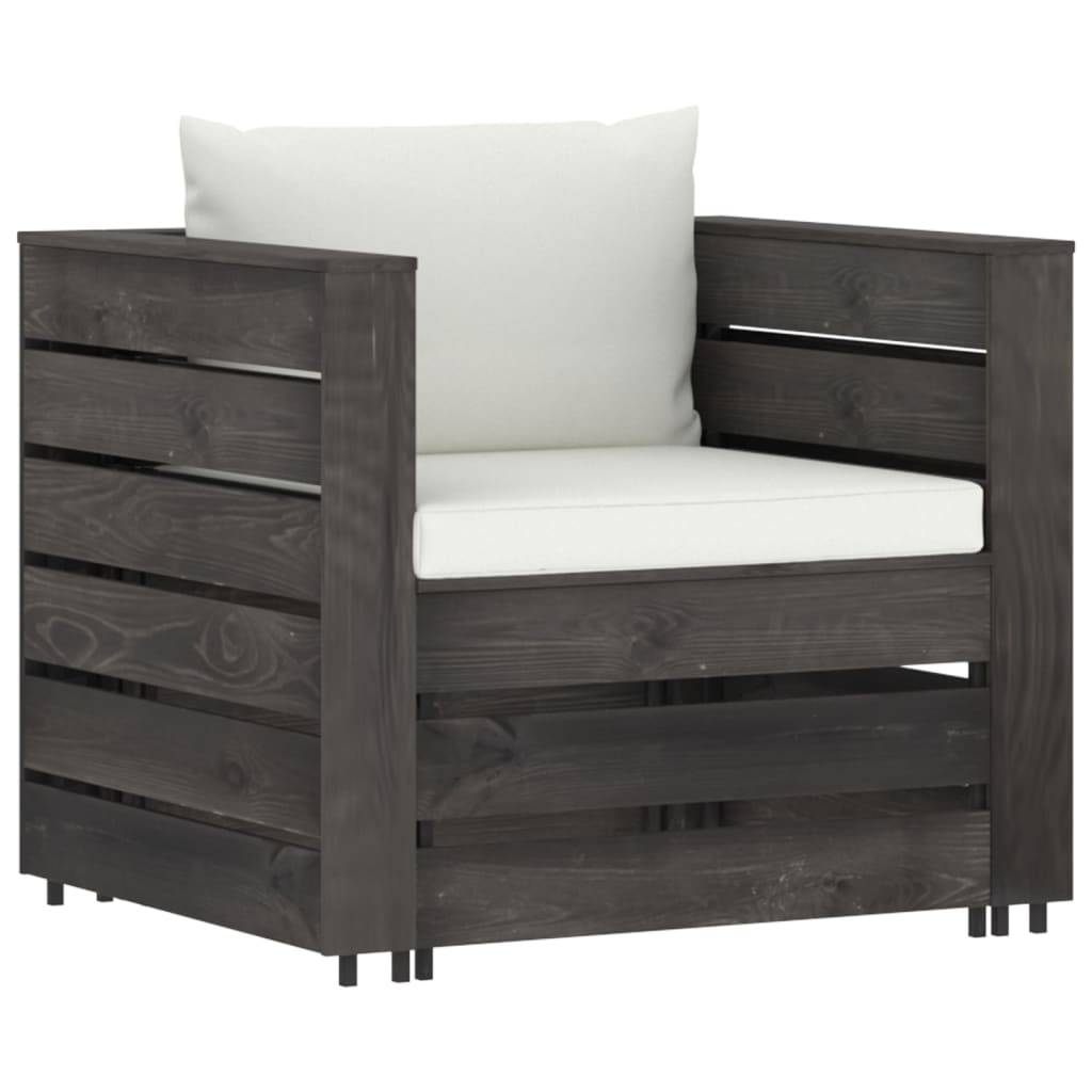 vidaXL 2-tlg. Garten-Lounge-Set mit Kissen Grau Imprägniertes Holz