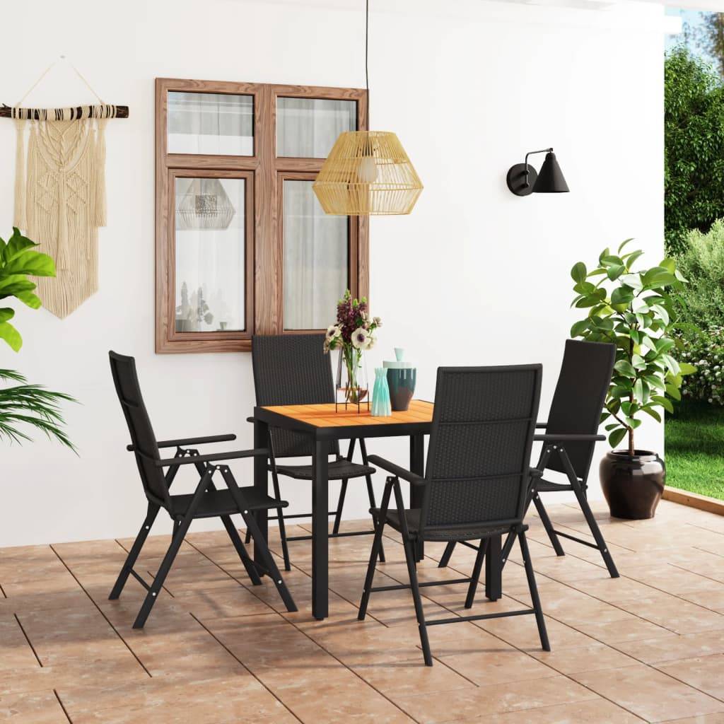 vidaXL 5-tlg. Garten-Essgruppe Schwarz und Braun