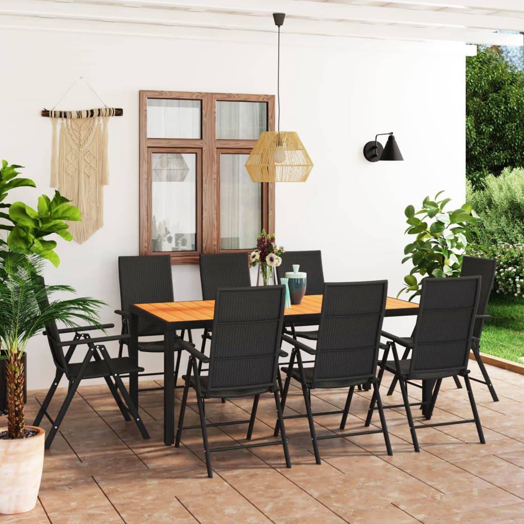 vidaXL 9-tlg. Garten-Essgruppe Schwarz und Braun