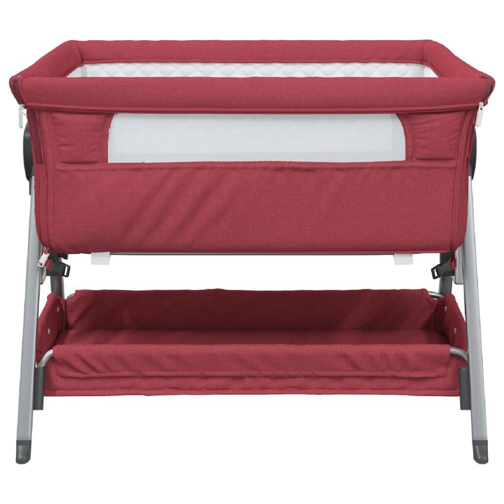 vidaXL Babybett mit Matratze Rot Leinenstoff