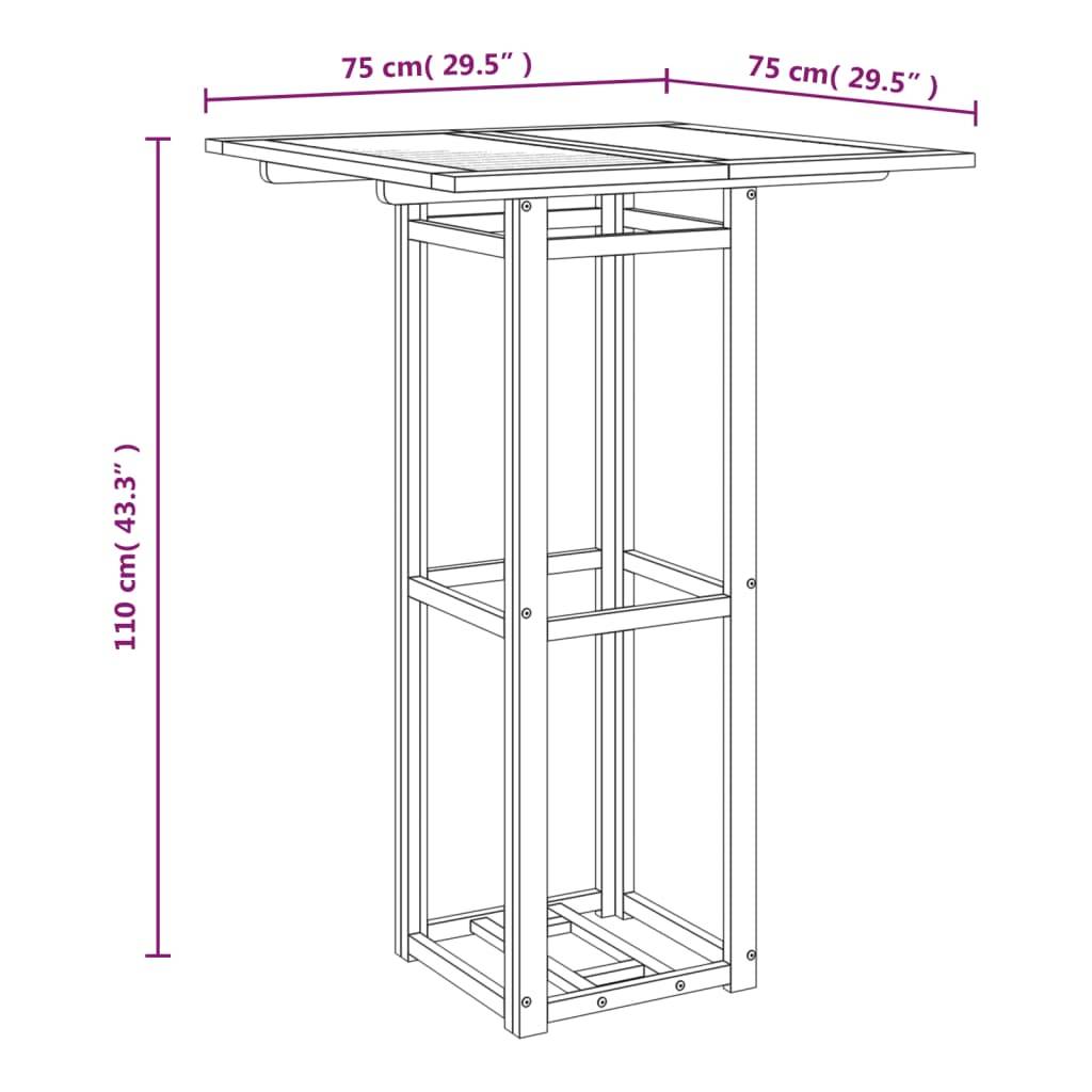 vidaXL Bistrotisch 75x75x110 cm Massivholz Akazie
