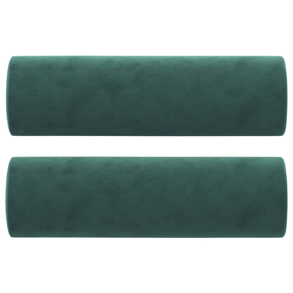 vidaXL Zierkissen 2 Stk. Dunkelgrün Ø15x50 cm Samt