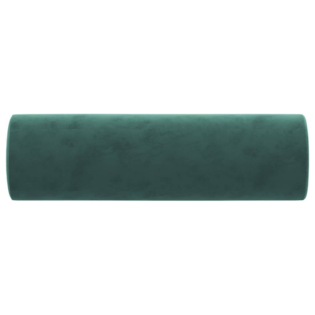 vidaXL Zierkissen 2 Stk. Dunkelgrün Ø15x50 cm Samt