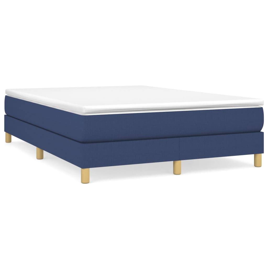 vidaXL Boxspringbett mit Matratze Blau 140x190 cm Stoff