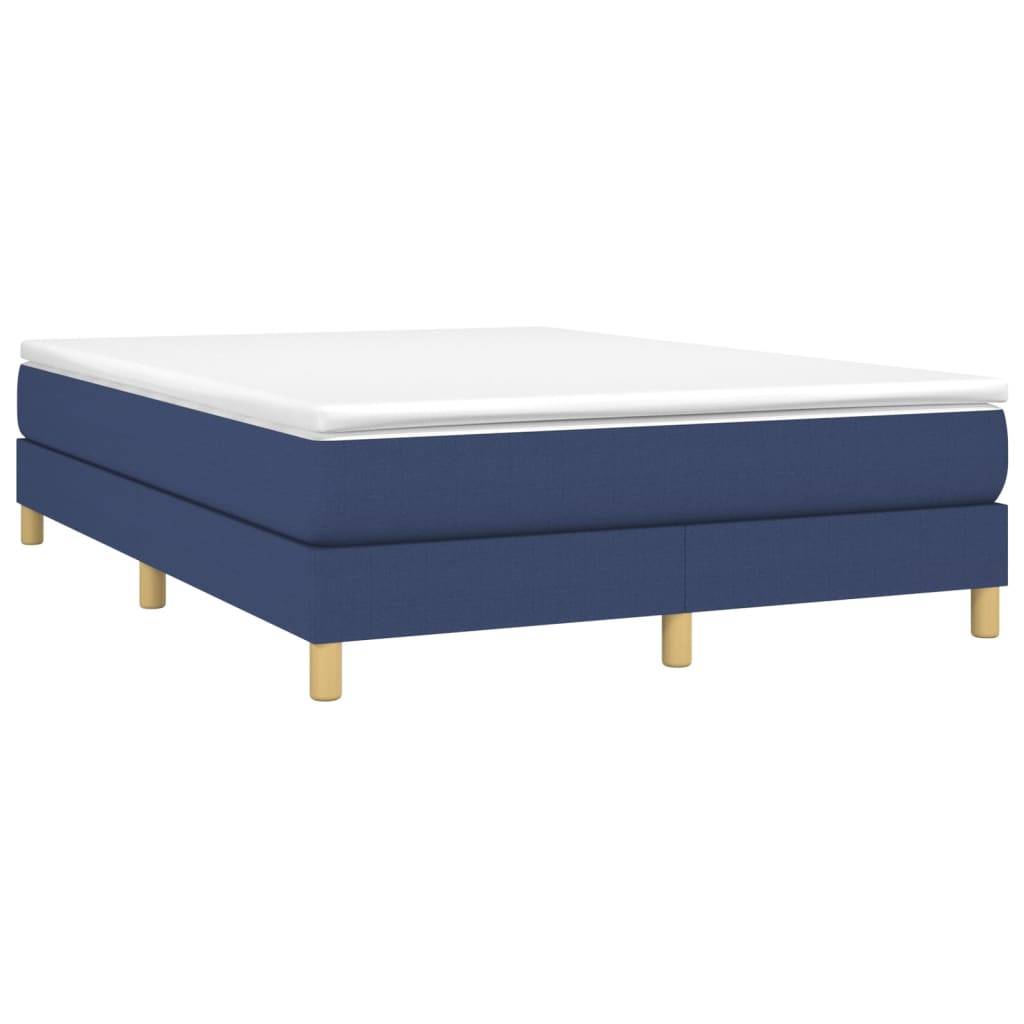 vidaXL Boxspringbett mit Matratze Blau 140x190 cm Stoff