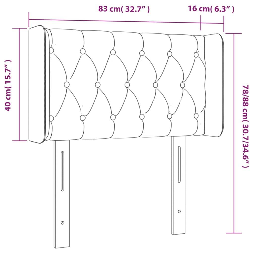 vidaXL LED Kopfteil Hellgrau 83x16x78/88 cm Stoff