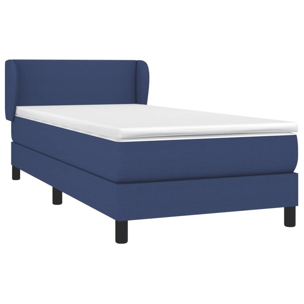 vidaXL Boxspringbett mit Matratze Blau 90x190 cm Stoff
