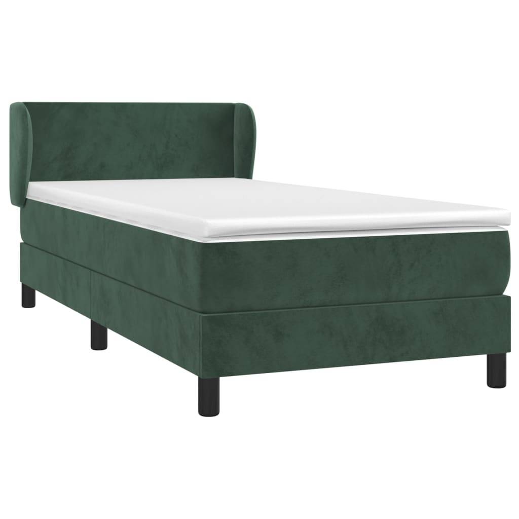vidaXL Boxspringbett mit Matratze Dunkelgrün 80x200 cm Samt