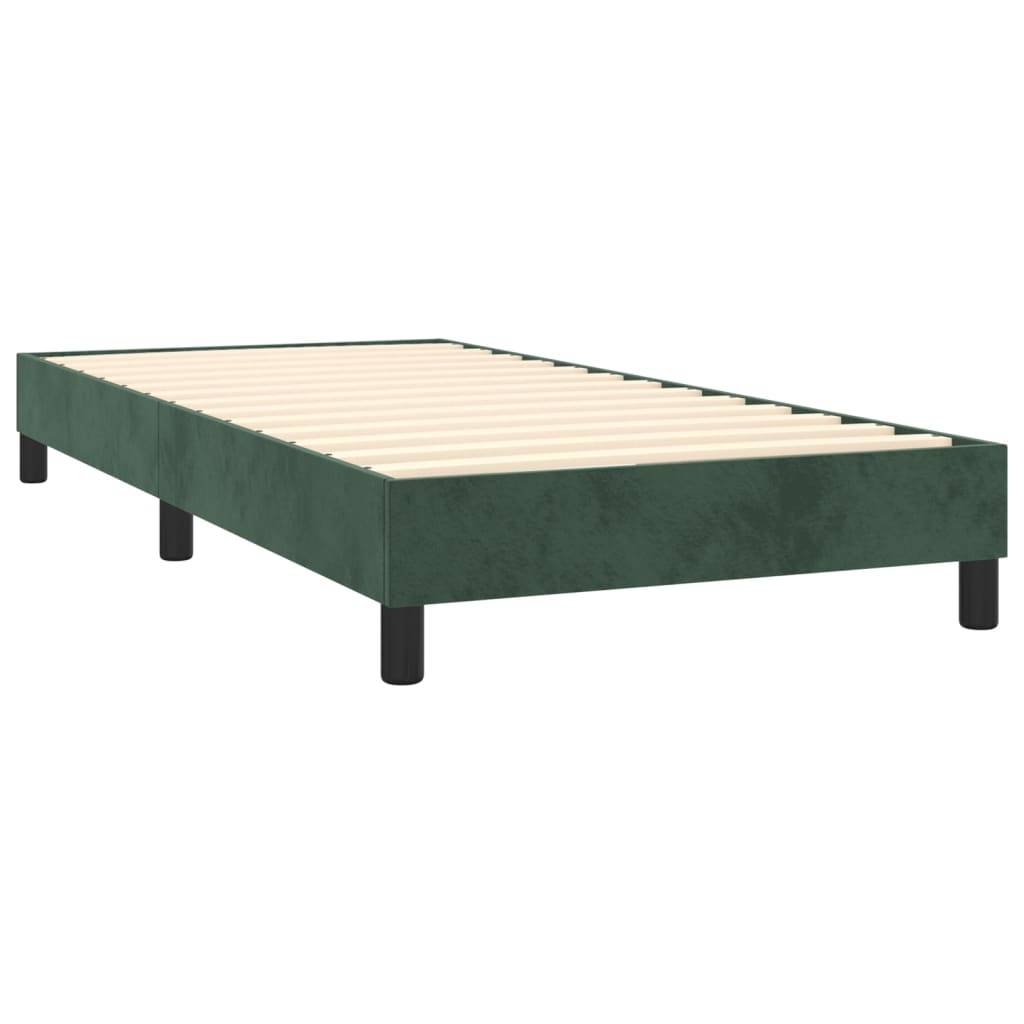 vidaXL Boxspringbett mit Matratze Dunkelgrün 90x190 cm Samt