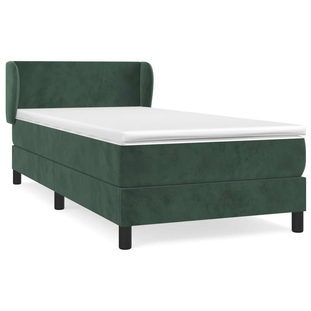vidaXL Boxspringbett mit Matratze Dunkelgrün 80x200 cm Samt