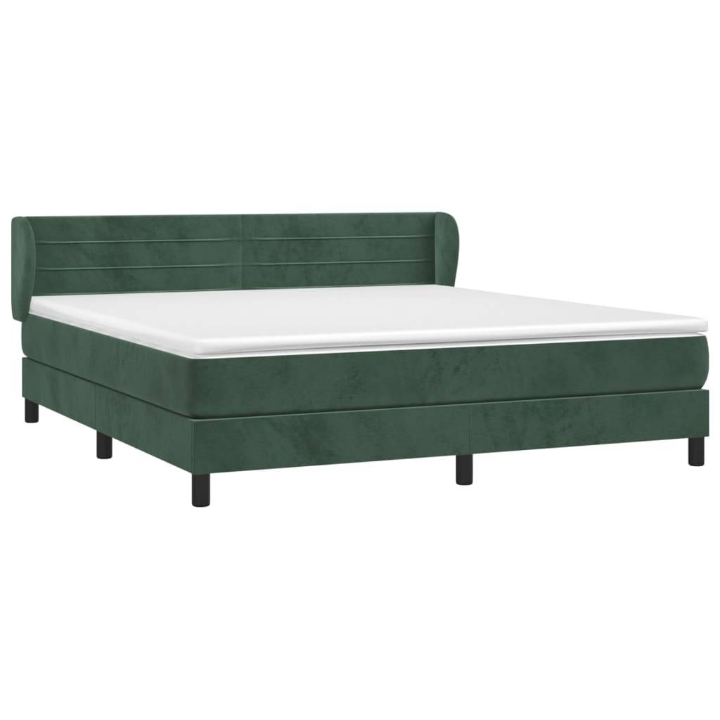 vidaXL Boxspringbett mit Matratze Dunkelgrün 180x200 cm Samt