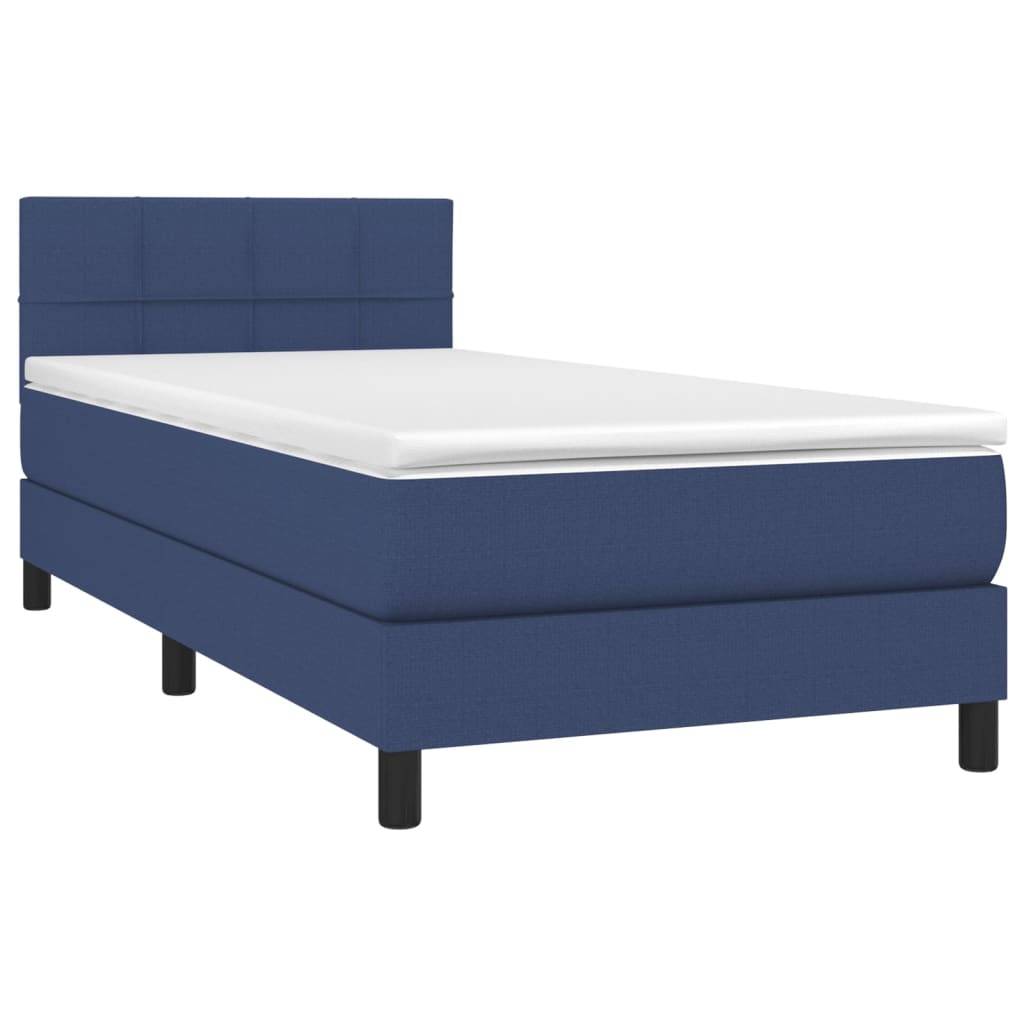 vidaXL Boxspringbett mit Matratze Blau 90x190 cm Stoff