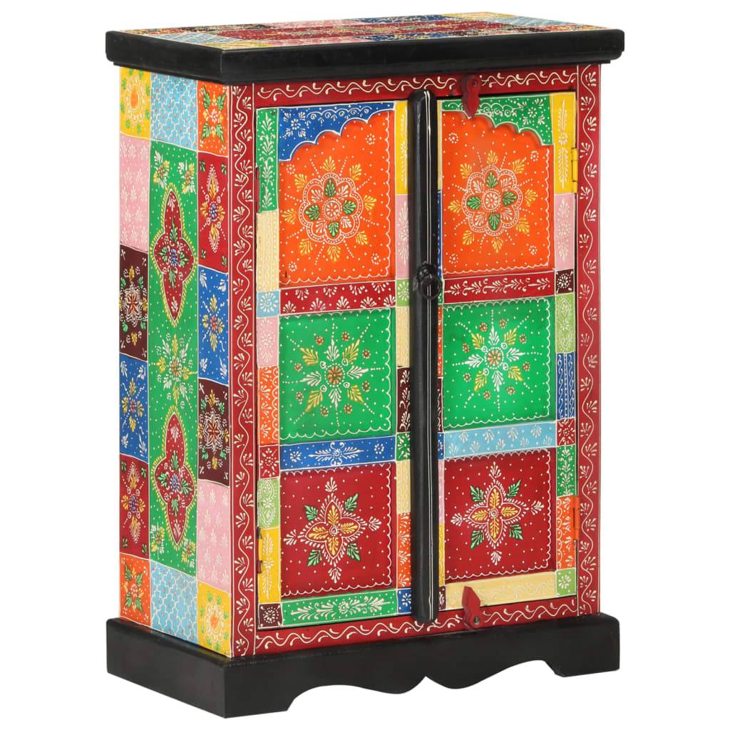 vidaXL Sideboard Handbemalt mit Türen 53x30x75 cm Massivholz Mango