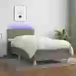 vidaXL Boxspringbett mit Matratze & LED Taupe 100x200 cm Stoff vidaXL Boxspringbett mit Matratze & LED Taupe 100x200 cm Stoff