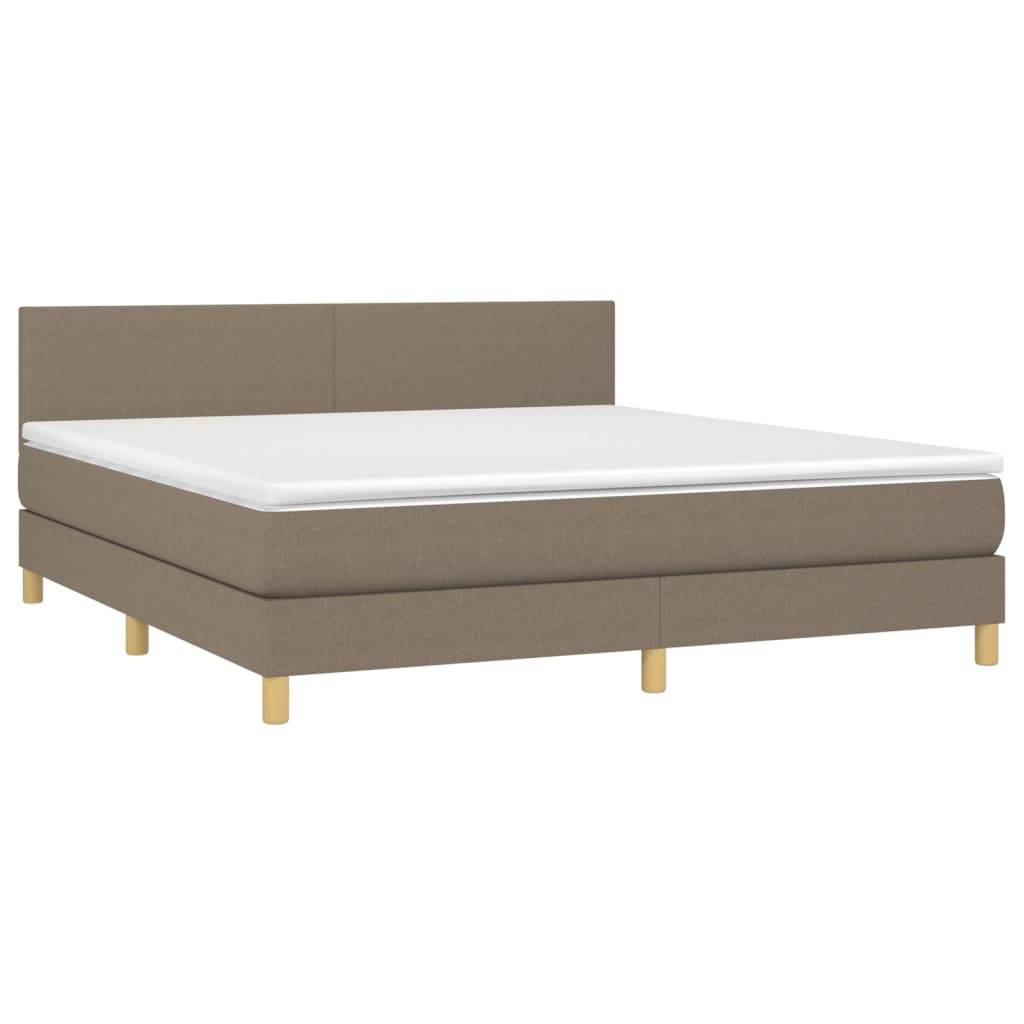 vidaXL Boxspringbett mit Matratze Taupe 160x200 cm Stoff