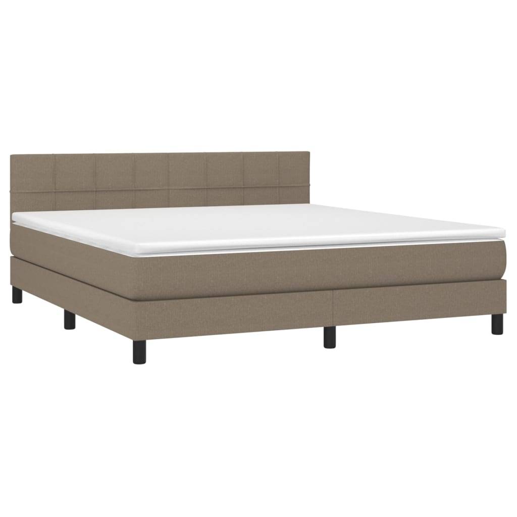 vidaXL Boxspringbett mit Matratze & LED Taupe 160x200 cm Stoff