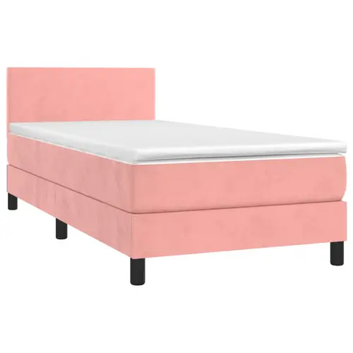 vidaXL Boxspringbett mit Matratze Rosa 90x190 cm Samt vidaXL Boxspringbett mit Matratze Rosa 90x190 cm Samt