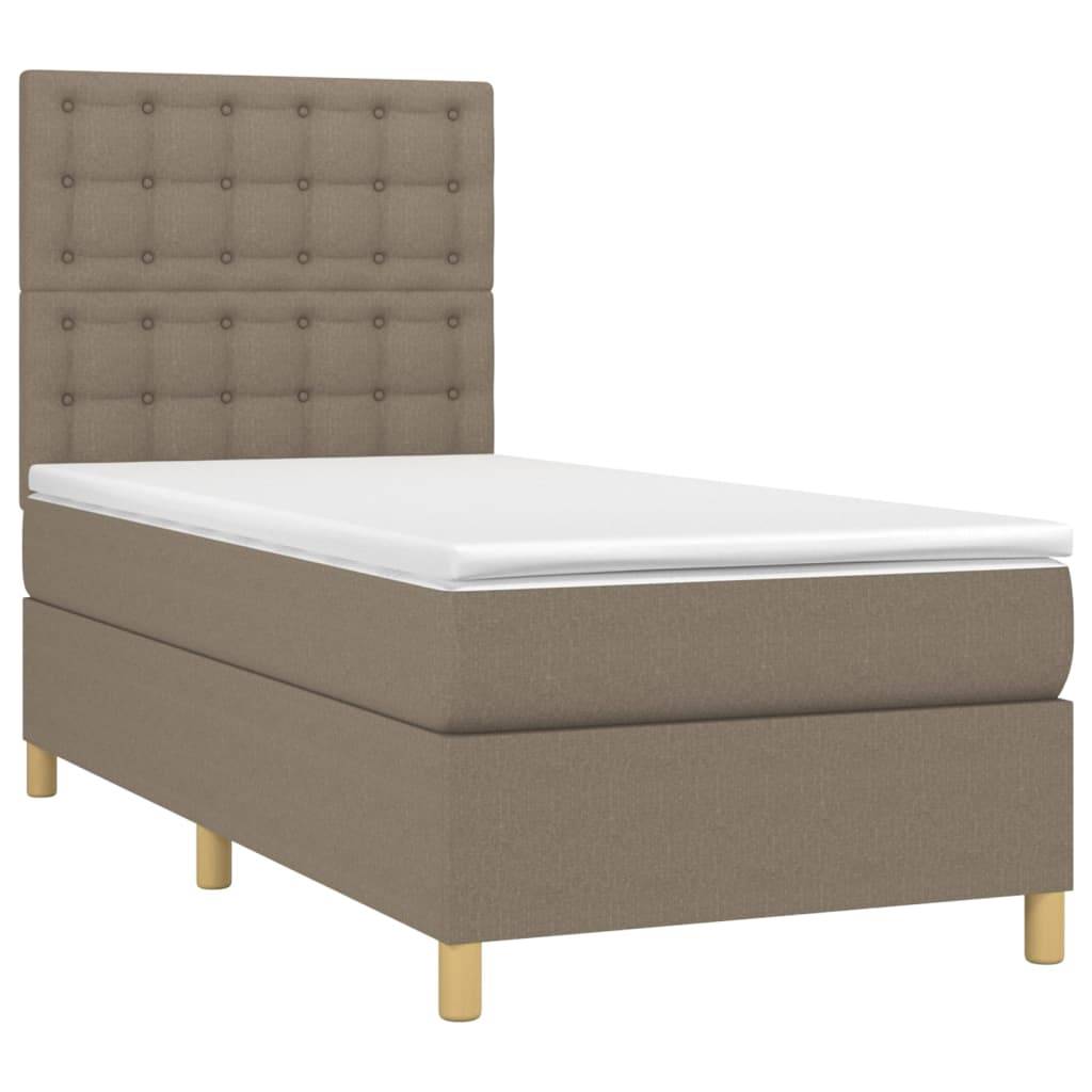 vidaXL Boxspringbett mit Matratze Taupe 80x200 cm Stoff