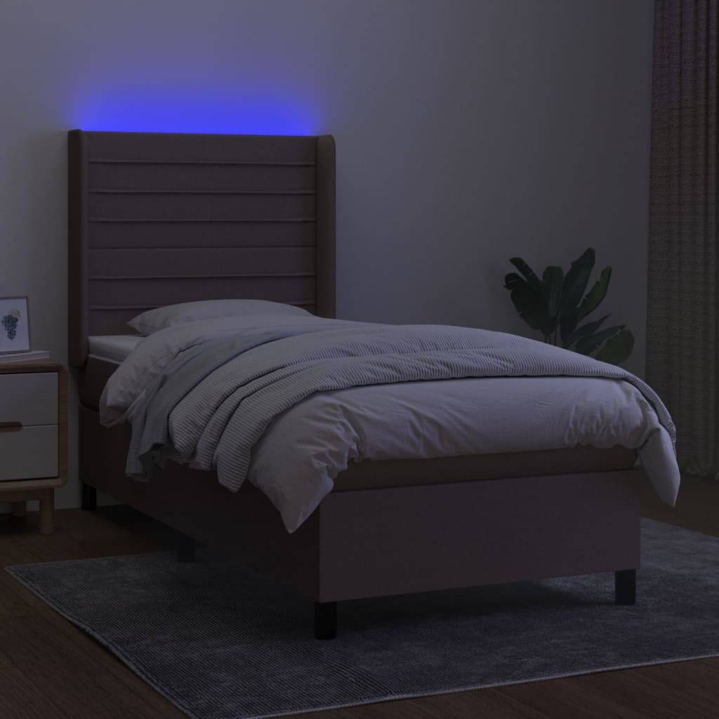 vidaXL Boxspringbett mit Matratze & LED Taupe 80x200 cm Stoff