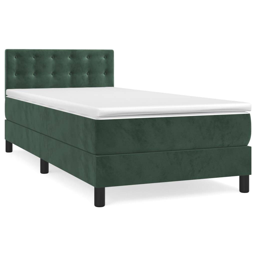 vidaXL Boxspringbett mit Matratze Dunkelgrün 80x200 cm Samt