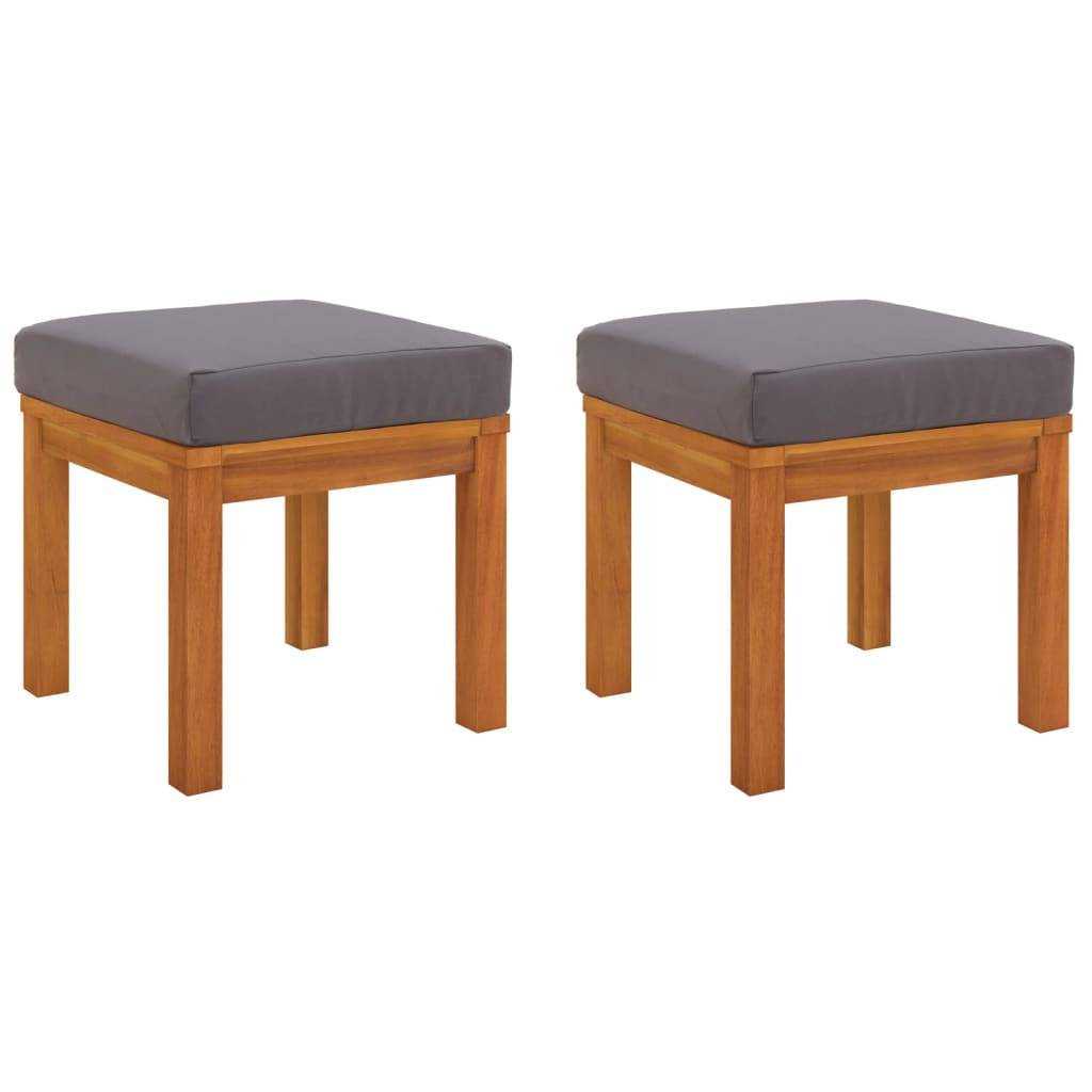 vidaXL Gartenhocker mit Kissen 2 Stk. 40x40x42 cm Massivholz Akazie