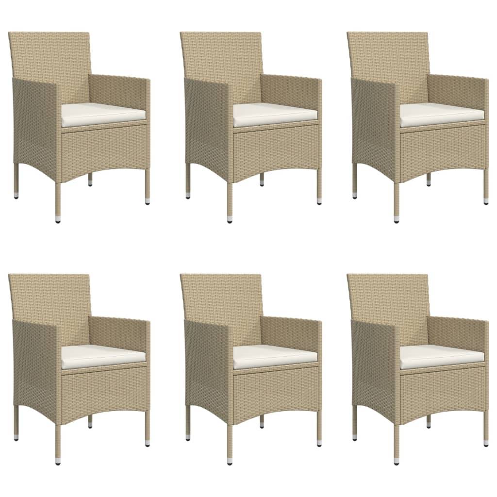 vidaXL 7-tlg. Garten-Essgruppe mit Kissen Beige und Schwarz