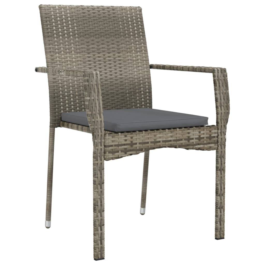 vidaXL Gartenstühle mit Kissen 4 Stk. Poly Rattan Grau