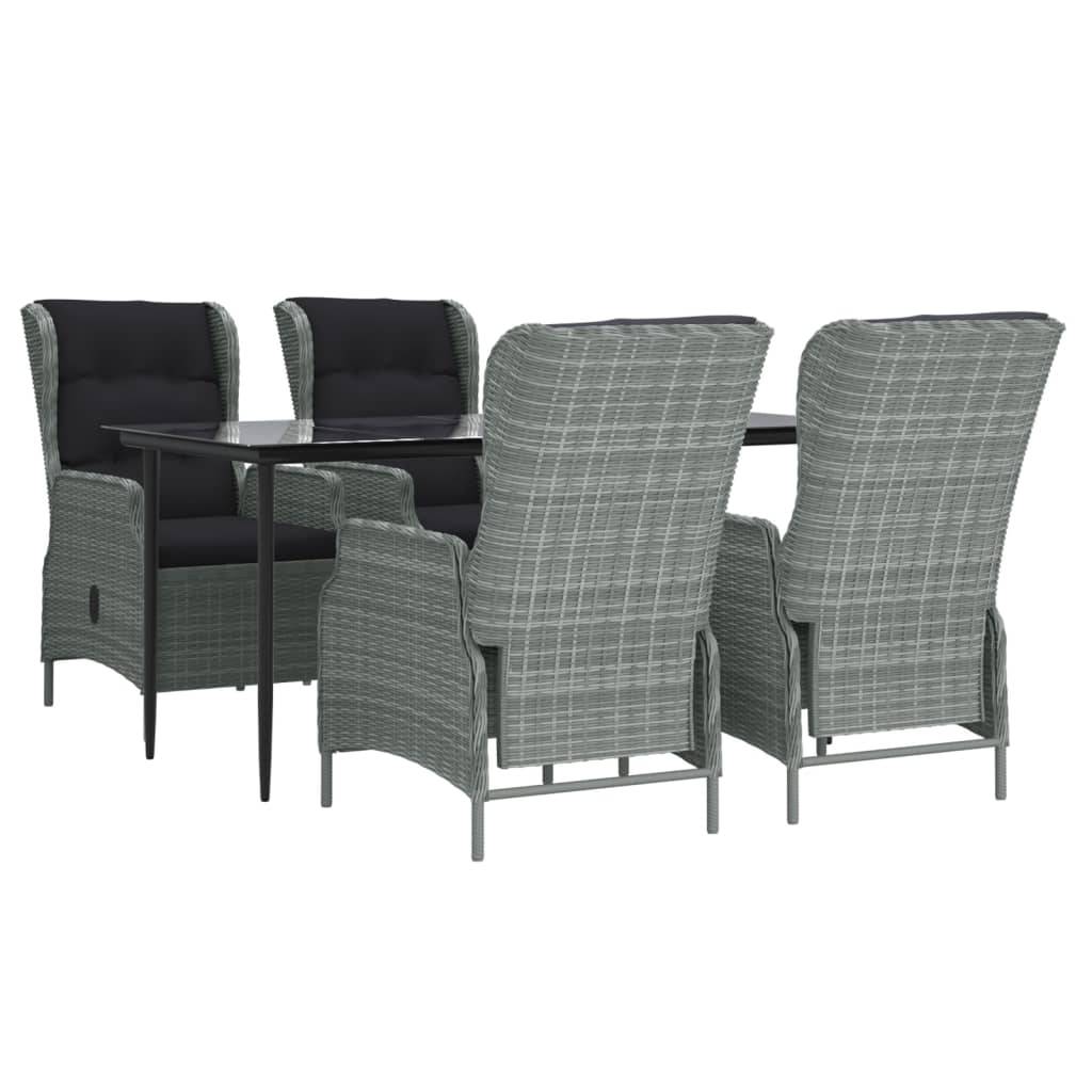 vidaXL 5-tlg. Garten-Essgruppe Hellgrau Poly Rattan