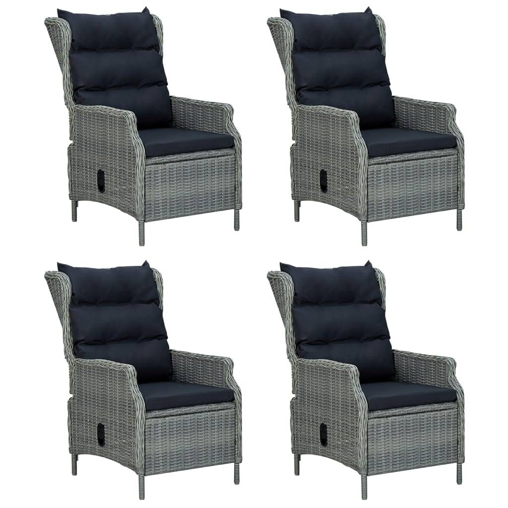 vidaXL 5-tlg. Garten-Essgruppe Hellgrau Poly Rattan