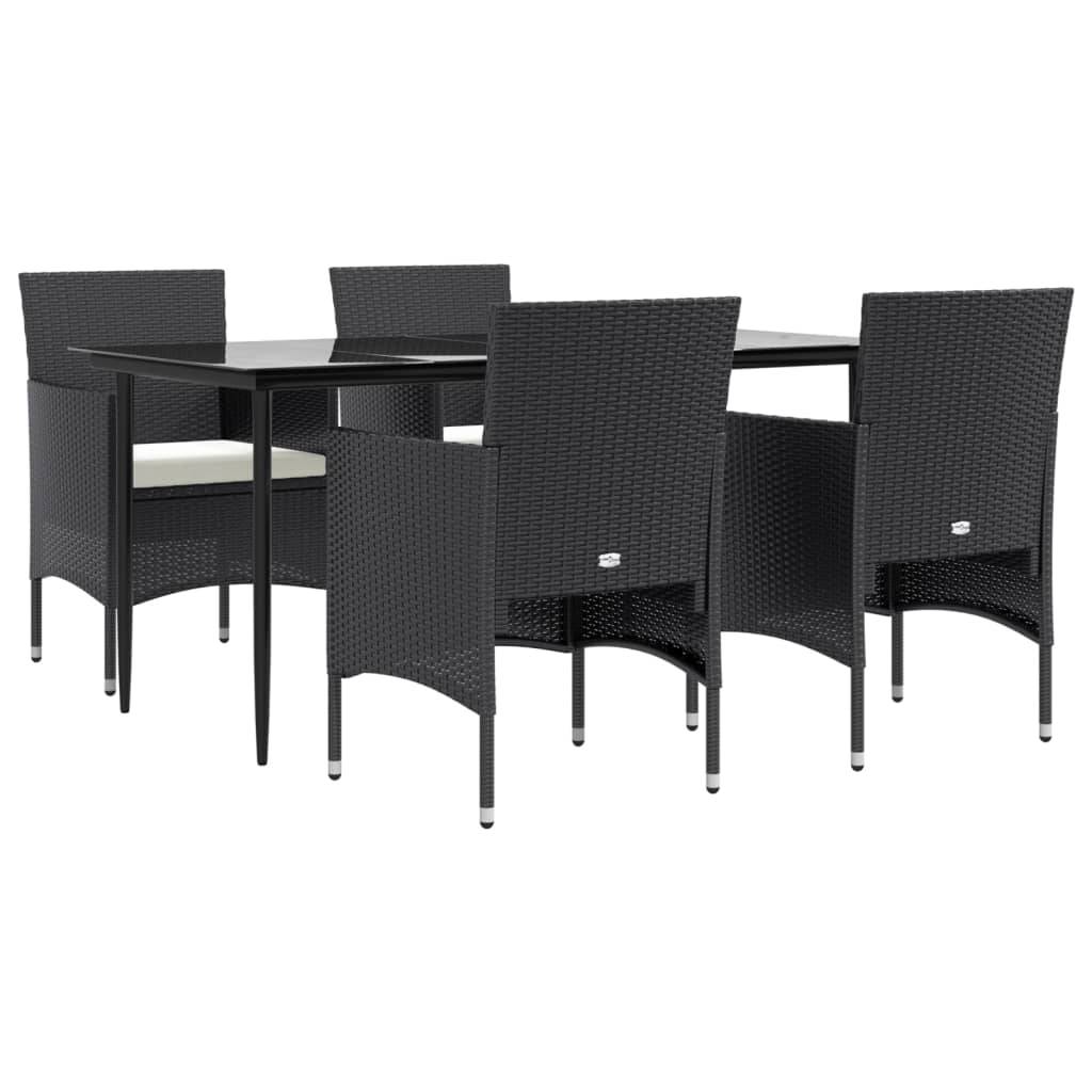 vidaXL 5-tlg. Garten-Essgruppe mit Kissen Schwarz